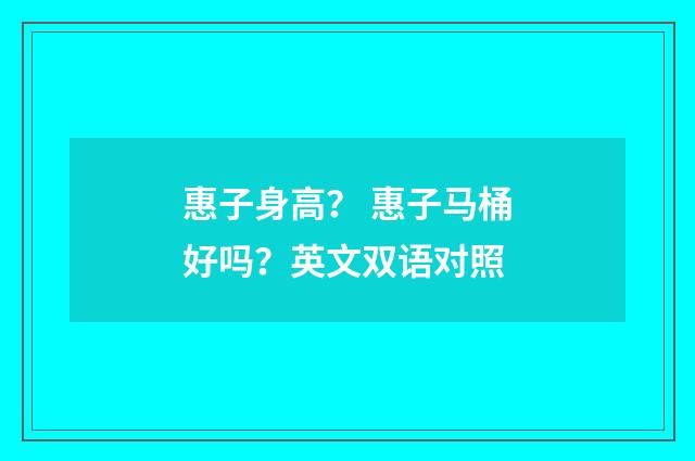 惠子身高？ 惠子马桶好吗？英文双语对照