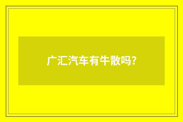 广汇汽车有牛散吗？