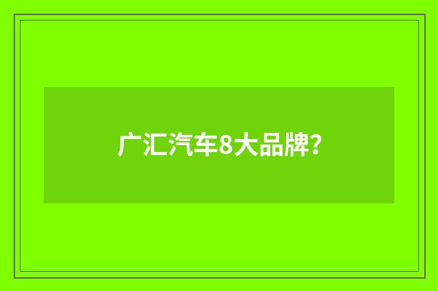 广汇汽车8大品牌？