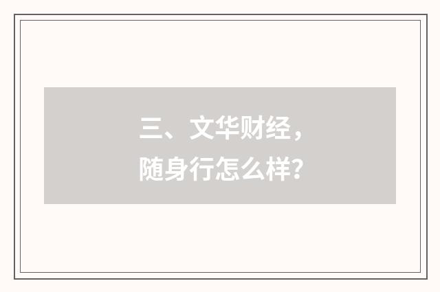 三、文华财经，随身行怎么样？