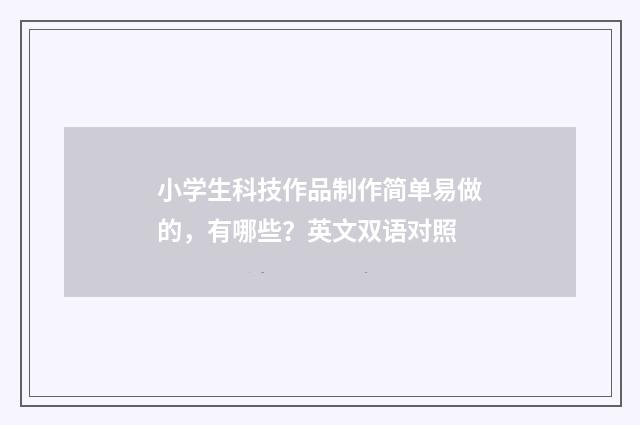 小学生科技作品制作简单易做的，有哪些？英文双语对照