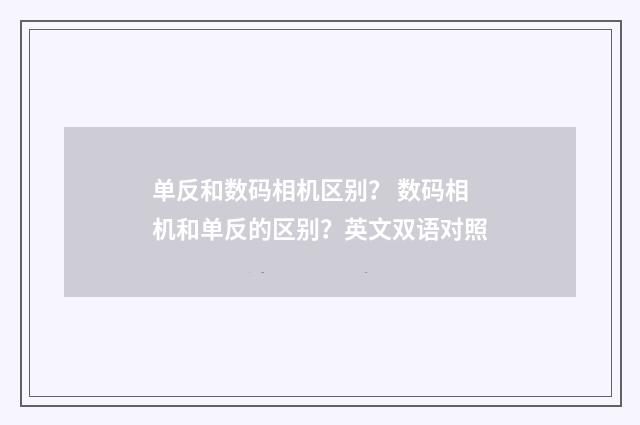 单反和数码相机区别？ 数码相机和单反的区别？英文双语对照