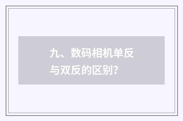 九、数码相机单反与双反的区别？