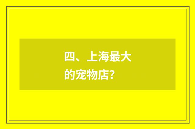 四、上海最大的宠物店？