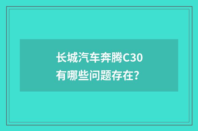 长城汽车奔腾C30有哪些问题存在？