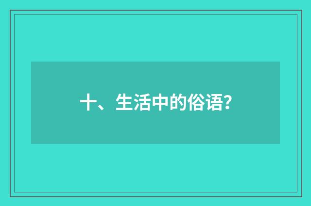 十、生活中的俗语？