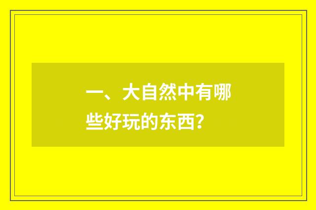 一、大自然中有哪些好玩的东西？