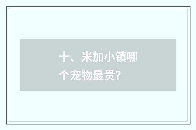 十、米加小镇哪个宠物最贵？