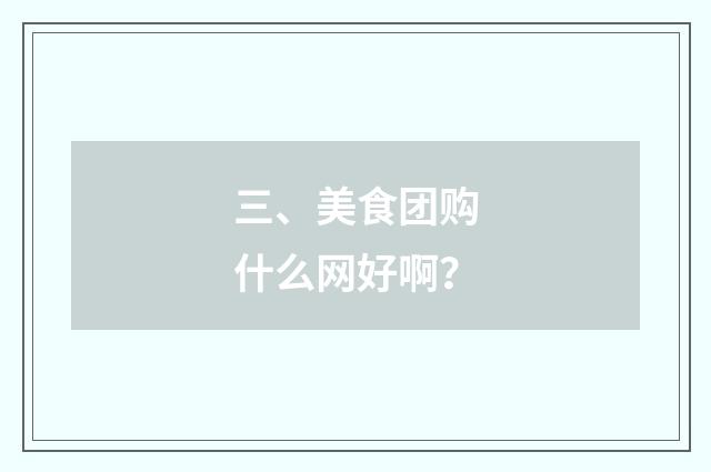 三、美食团购什么网好啊？