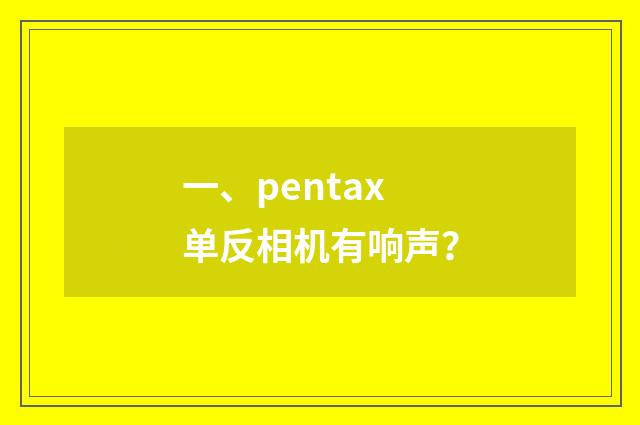 一、pentax单反相机有响声？