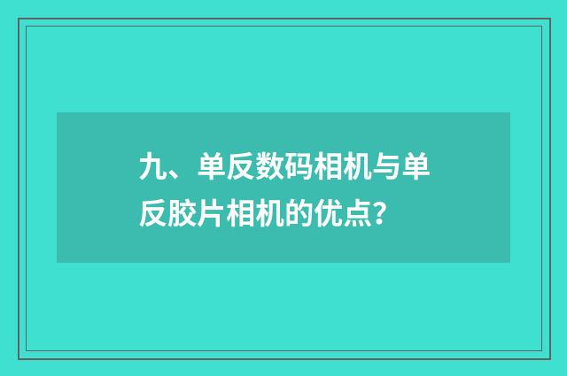 九、单反数码相机与单反胶片相机的优点？