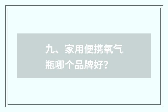 九、家用便携氧气瓶哪个品牌好？