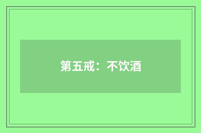 第五戒:不饮酒