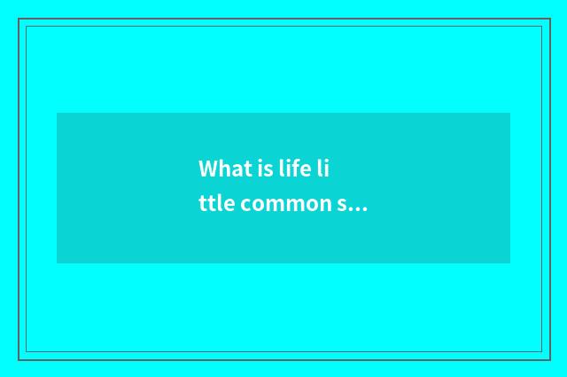 What is life little common sense?