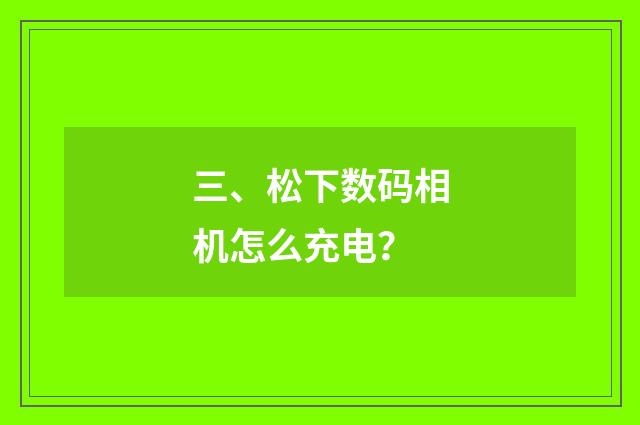三、松下数码相机怎么充电?