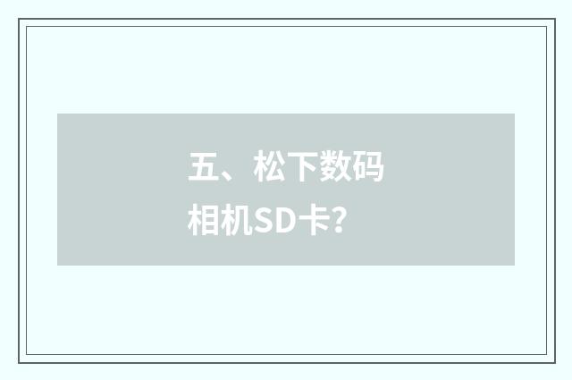 五、松下数码相机SD卡？