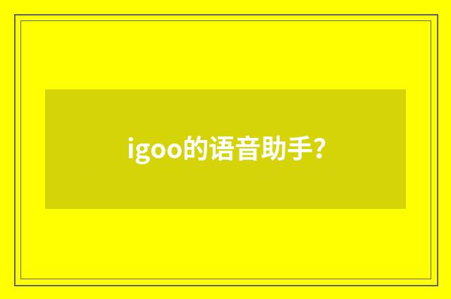 igoo的语音助手?