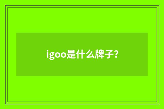 igoo是什么牌子？