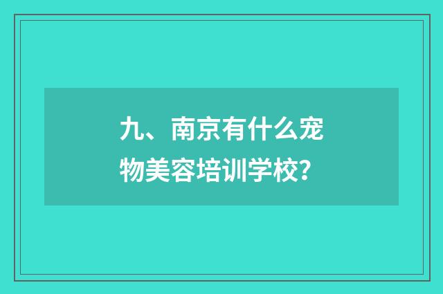 九、南京有什么宠物美容培训学校?