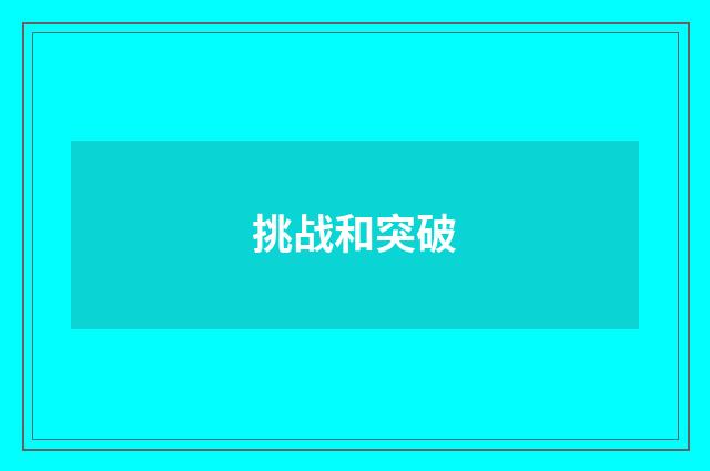 挑战和突破