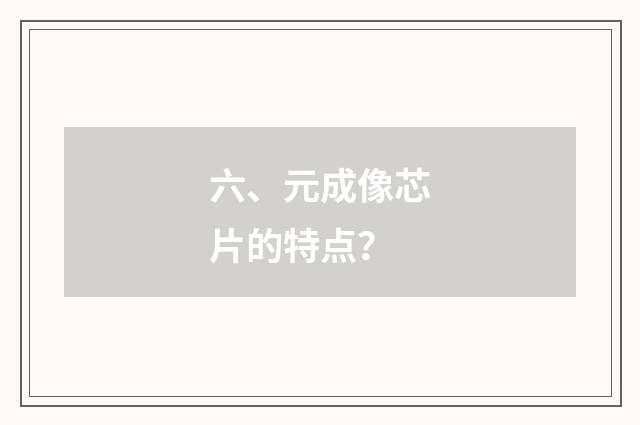 六、元成像芯片的特点？