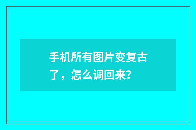 手机所有图片变复古了，怎么调回来？