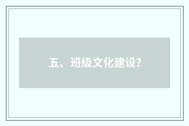 五、班级文化建设？