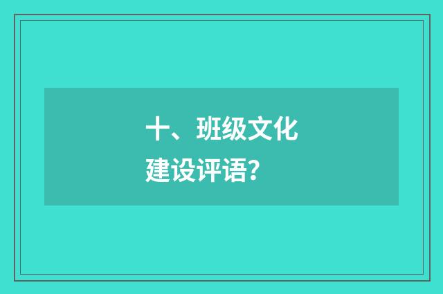 十、班级文化建设评语？