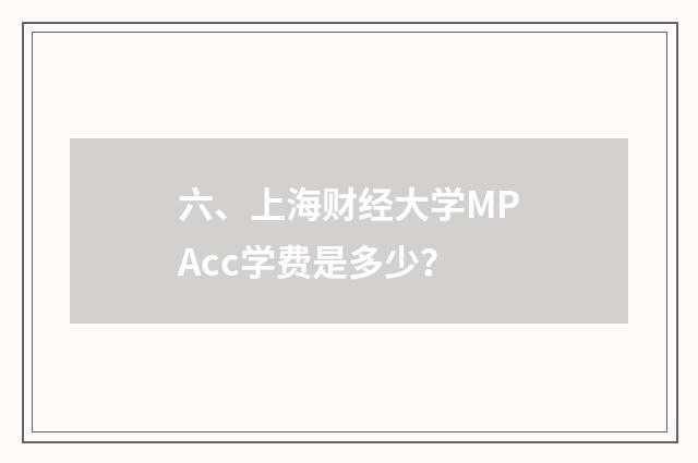 六、上海财经大学MPAcc学费是多少？