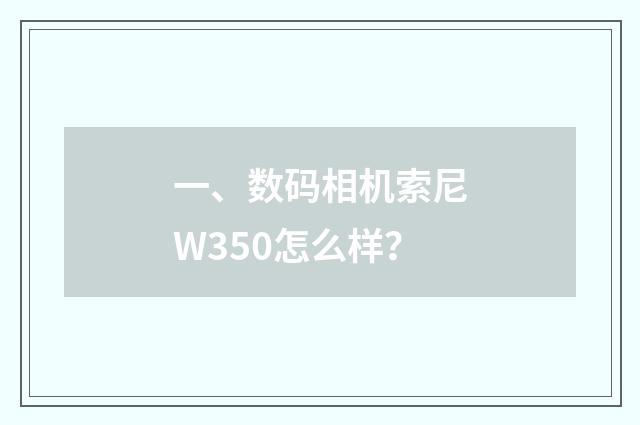 一、数码相机索尼W350怎么样？