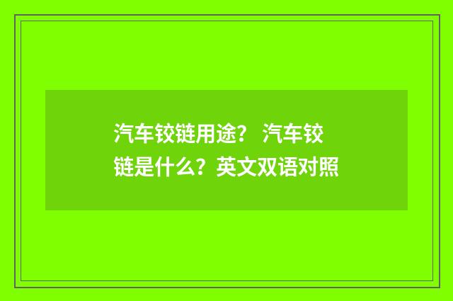 汽车铰链用途？ 汽车铰链是什么？英文双语对照
