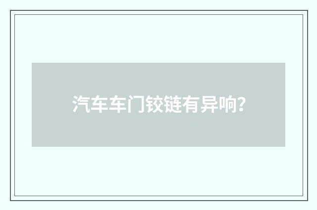 汽车车门铰链有异响?