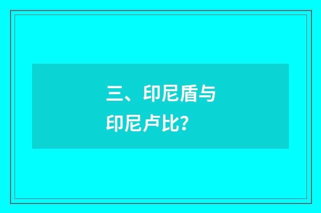 三、印尼盾与印尼卢比？