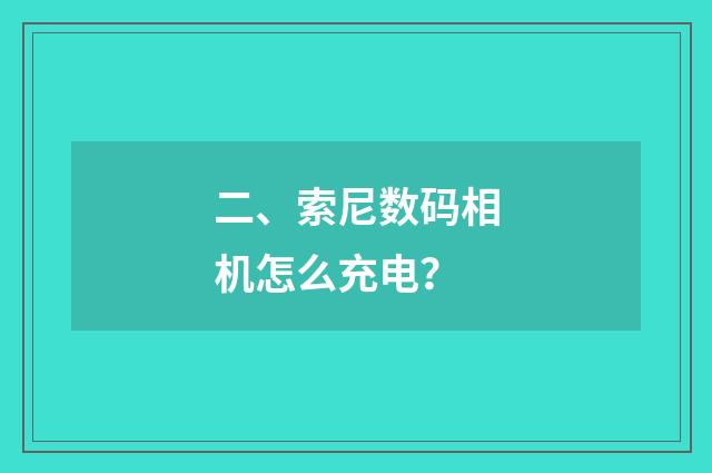 二、索尼数码相机怎么充电？