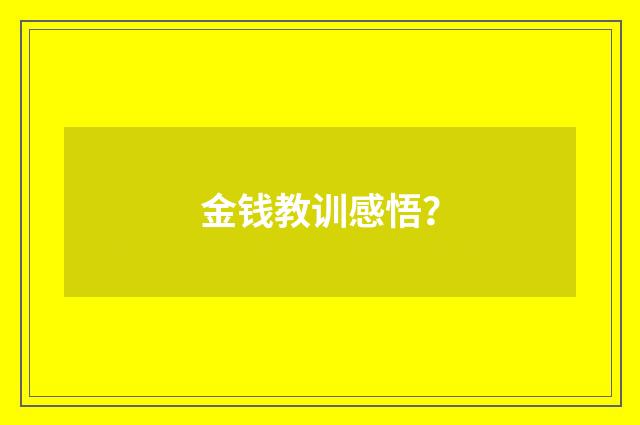 金钱教训感悟？