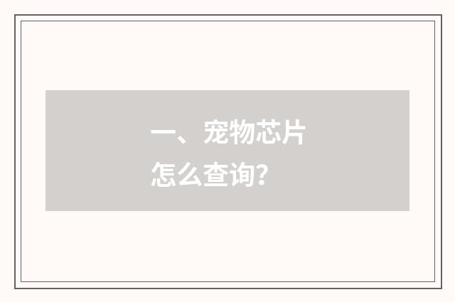 一、宠物芯片怎么查询？