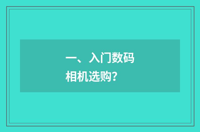 一、入门数码相机选购？
