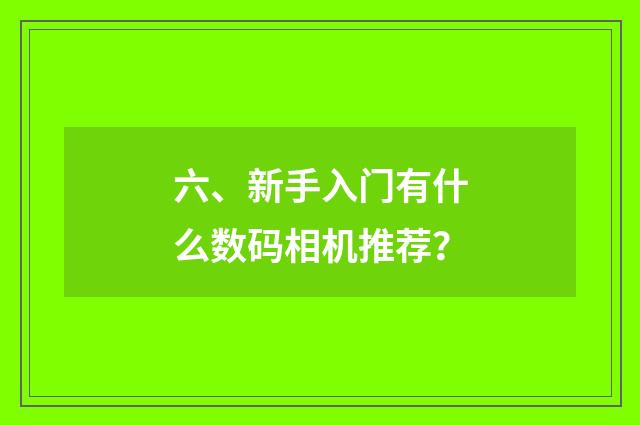六、新手入门有什么数码相机推荐?