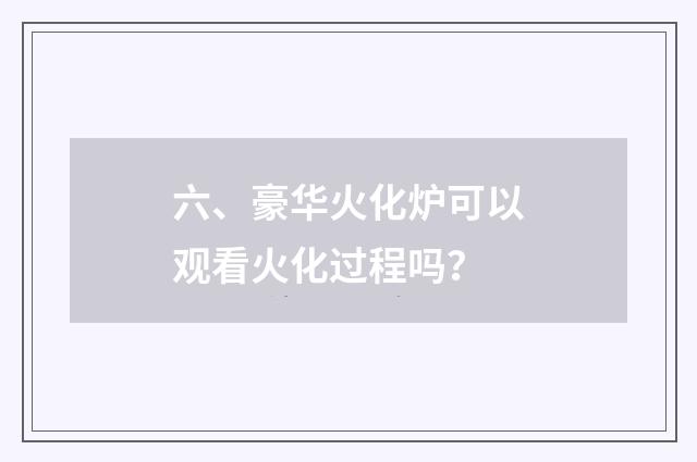六、豪华火化炉可以观看火化过程吗？