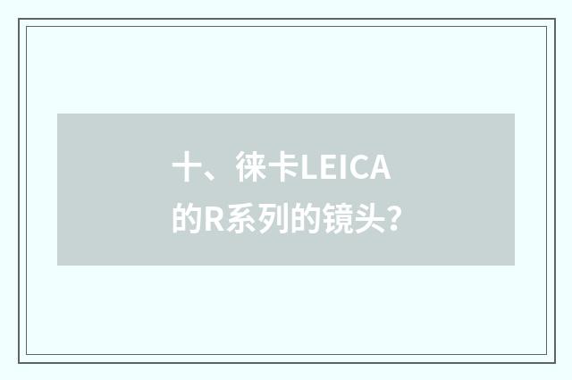 十、徕卡LEICA的R系列的镜头？