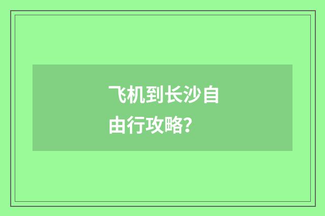 飞机到长沙自由行攻略？
