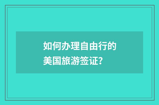 如何办理自由行的美国旅游签证？