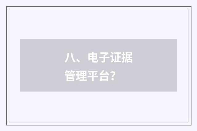 八、电子证据管理平台？
