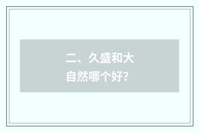 二、久盛和大自然哪个好？