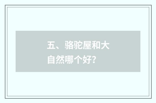 五、骆驼屋和大自然哪个好？