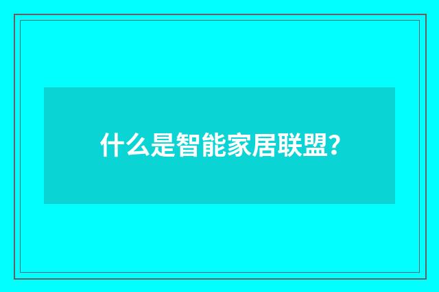 什么是智能家居联盟？