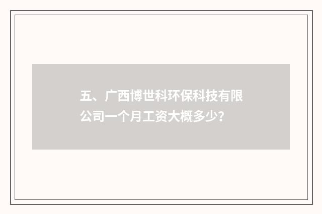 五、广西博世科环保科技有限公司一个月工资大概多少？