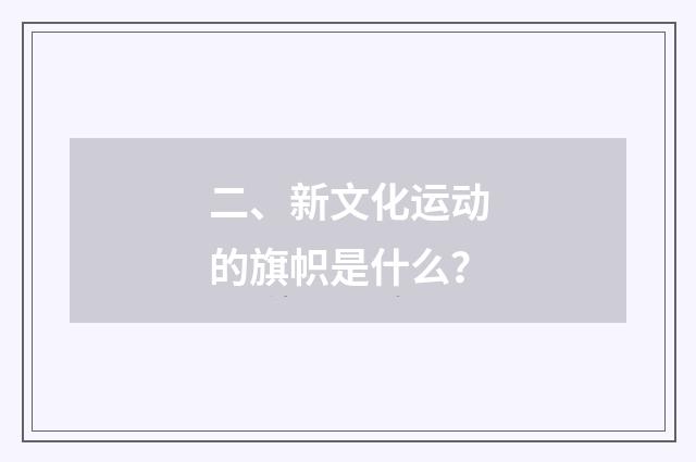 二、新文化运动的旗帜是什么？