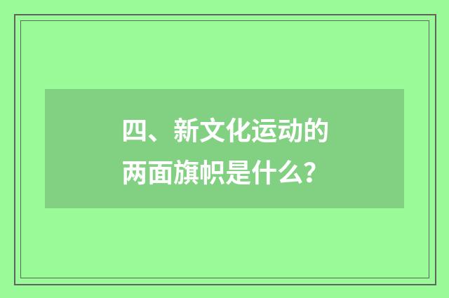 四、新文化运动的两面旗帜是什么？
