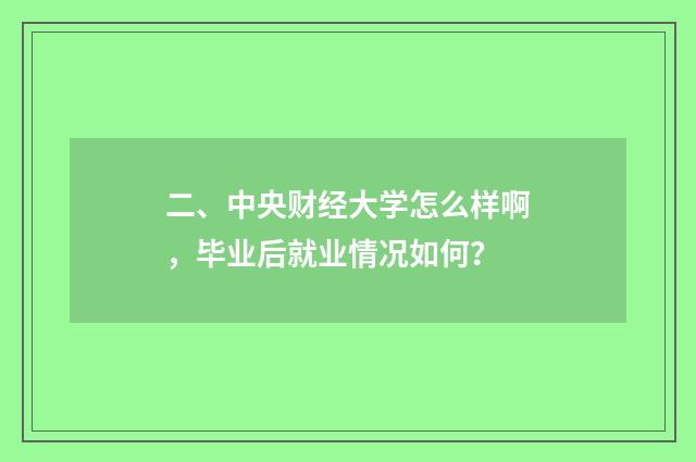 二、中央财经大学怎么样啊，毕业后就业情况如何？